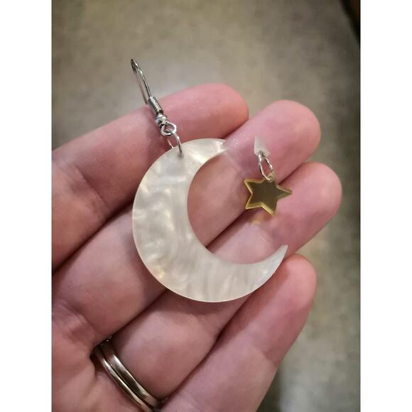 Moon Star Cat Halloween Earrings for Women Cute Acrylic Earrings - Picture 2 of 4